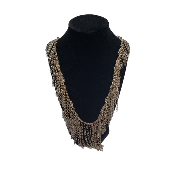 Gold Tone Silver Tone Chain Statement Necklace 20 Inch - Picture 1 of 10